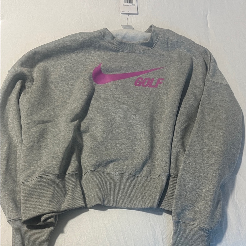 Nike  Golf Gray Women's Sweater with Pink Logo
